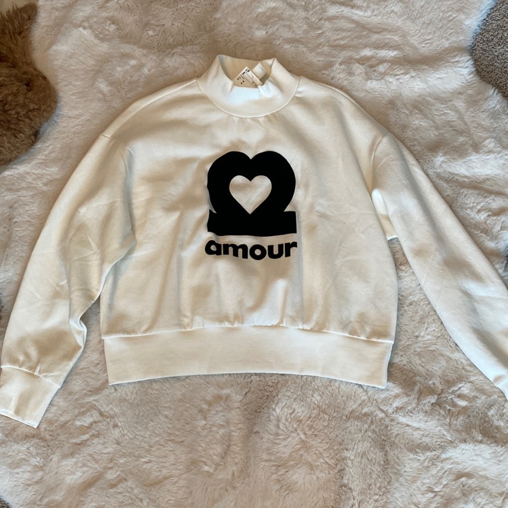 Cream mock neck crew neck